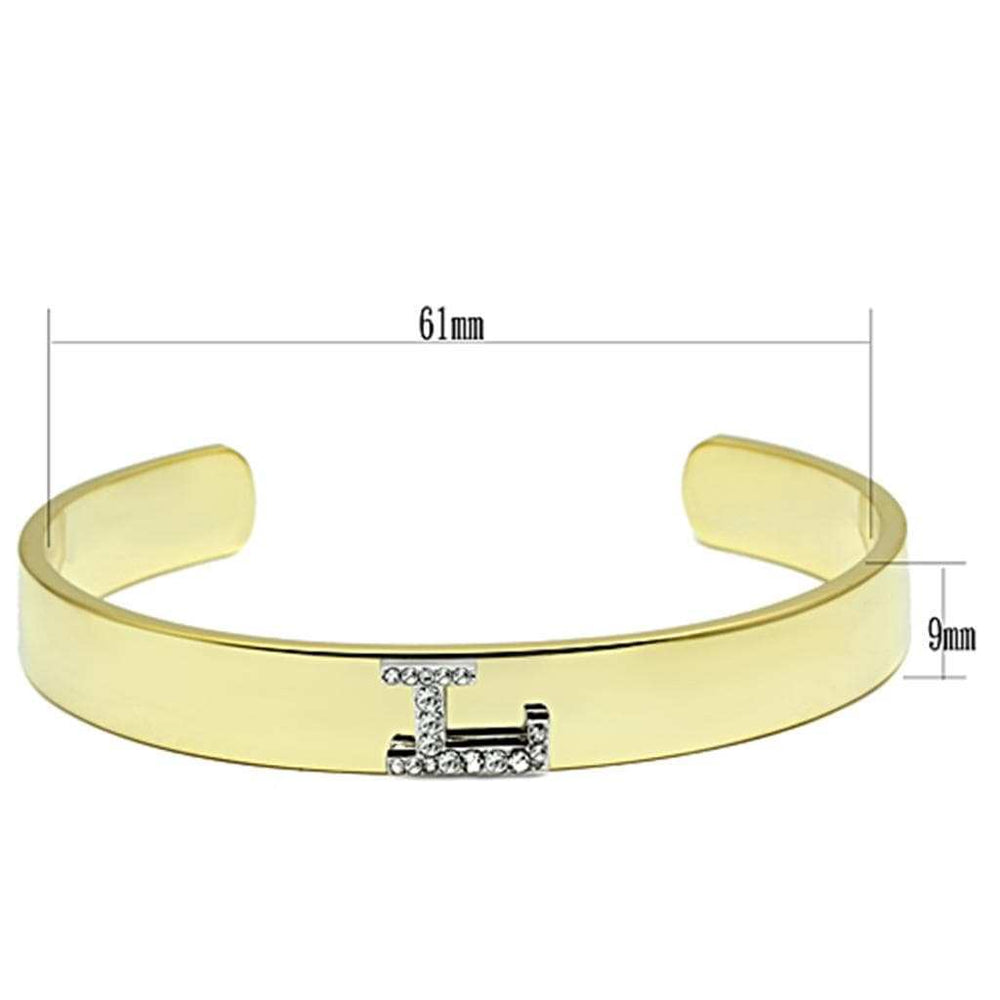 LO2581 - Gold+Rhodium White Metal Bangle with Top Grade Crystal in Clear - Alamode - Flyclothing LLC