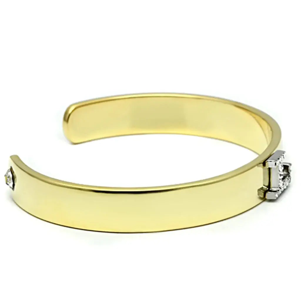 LO2581 - Gold+Rhodium White Metal Bangle with Top Grade Crystal in Clear - Alamode - Flyclothing LLC