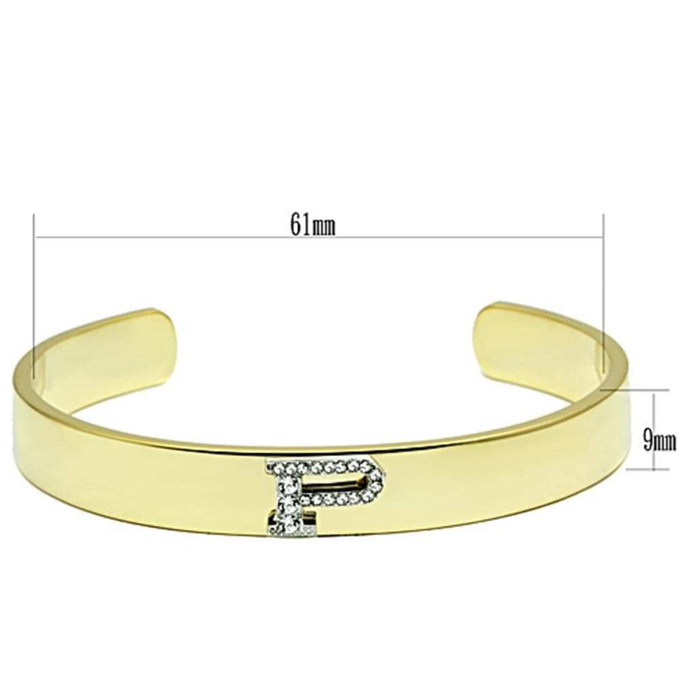 LO2585 - Gold+Rhodium White Metal Bangle with Top Grade Crystal in Clear - Alamode - Flyclothing LLC