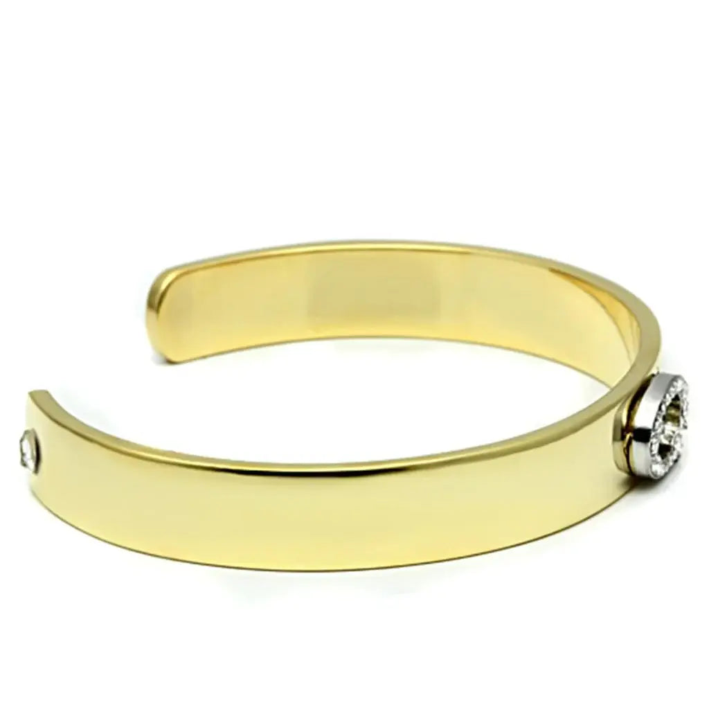 LO2586 - Gold+Rhodium White Metal Bangle with Top Grade Crystal in Clear - Alamode - Flyclothing LLC