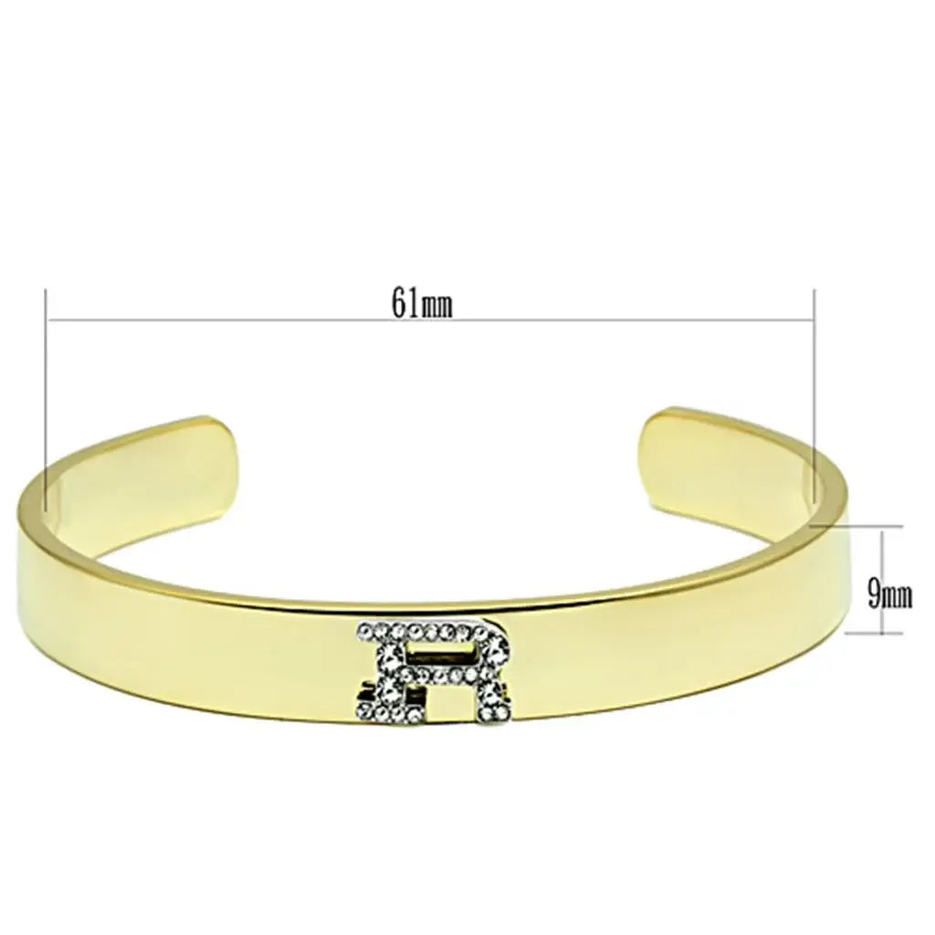 LO2587 - Gold+Rhodium White Metal Bangle with Top Grade Crystal in Clear - Alamode - Flyclothing LLC