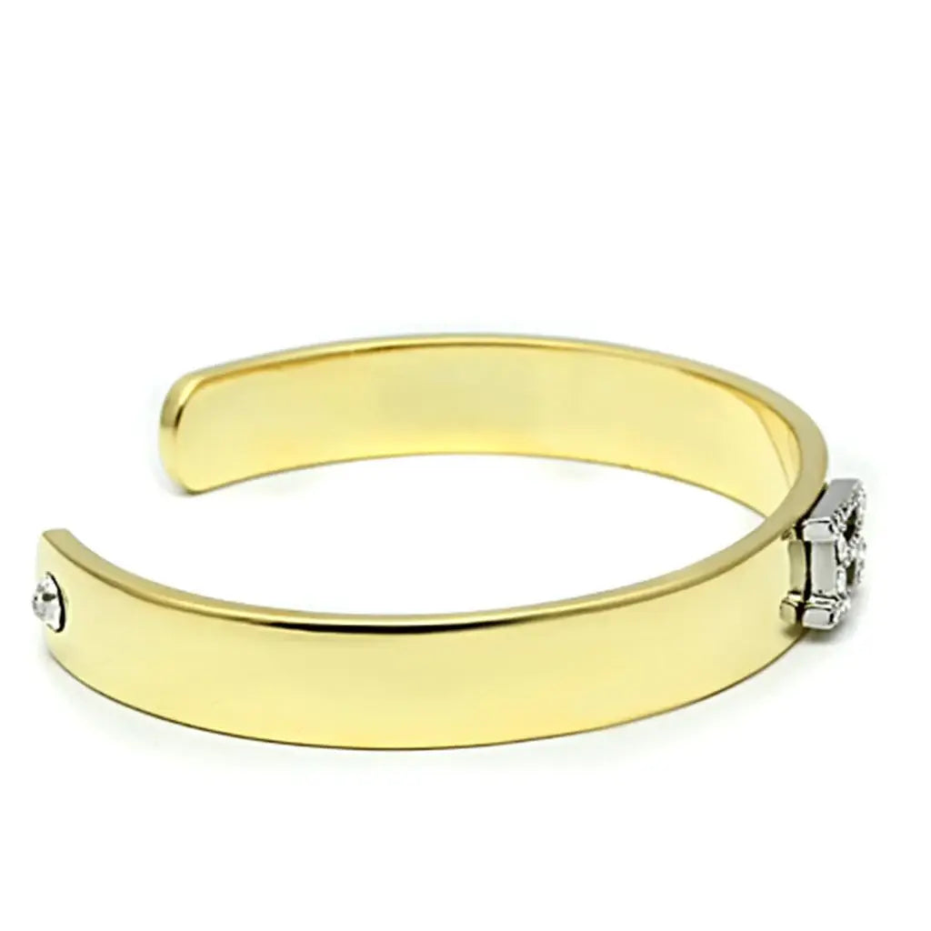 LO2587 - Gold+Rhodium White Metal Bangle with Top Grade Crystal in Clear - Alamode - Flyclothing LLC