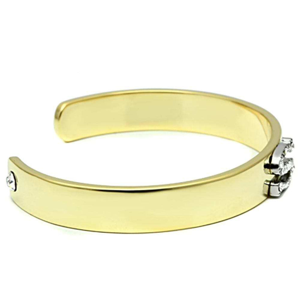 LO2588 - Gold+Rhodium White Metal Bangle with Top Grade Crystal in Clear - Alamode - Flyclothing LLC