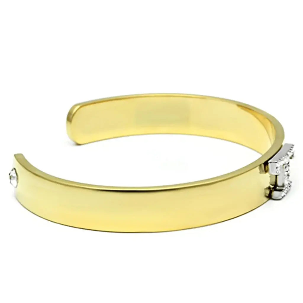 LO2589 - Gold+Rhodium White Metal Bangle with Top Grade Crystal in Clear - Alamode - Flyclothing LLC