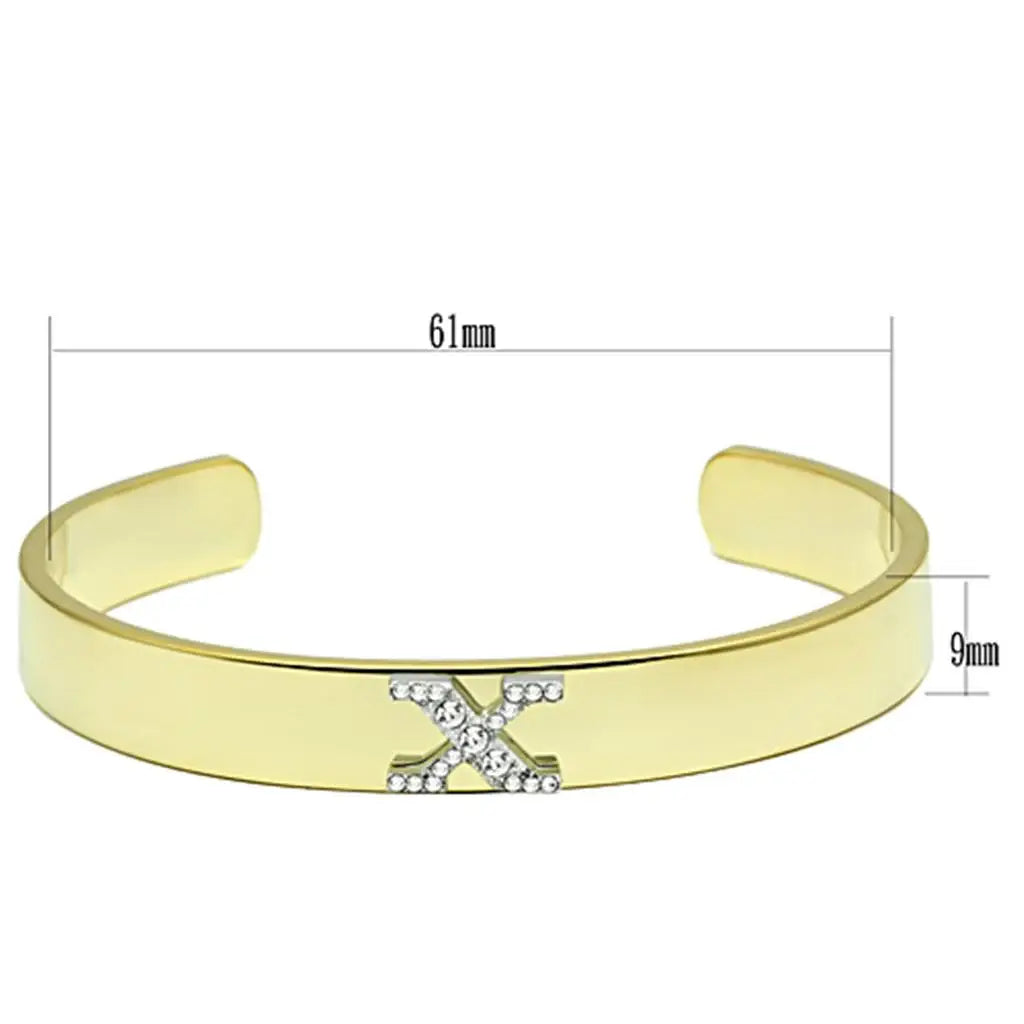 LO2593 - Gold+Rhodium White Metal Bangle with Top Grade Crystal in Clear - Alamode - Flyclothing LLC