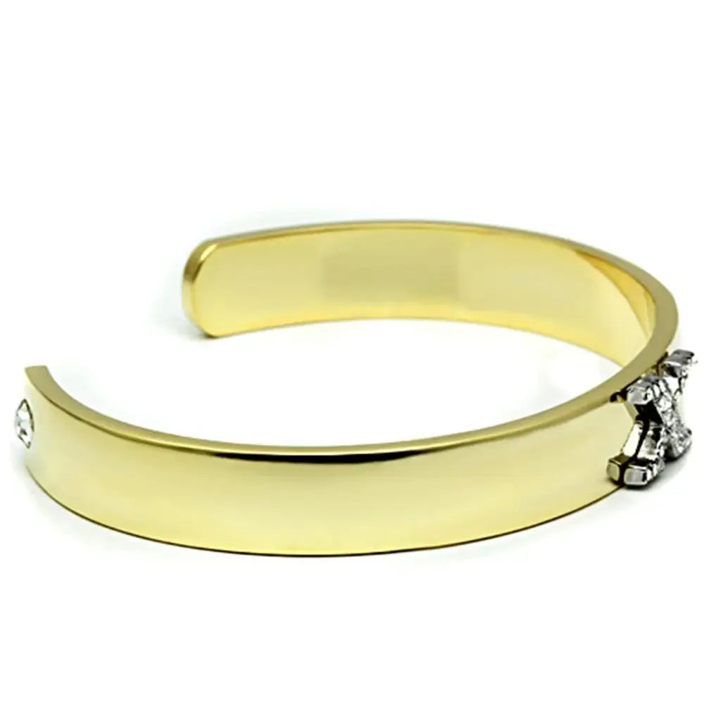 LO2593 - Gold+Rhodium White Metal Bangle with Top Grade Crystal in Clear - Alamode - Flyclothing LLC
