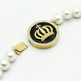 LO2647 - Gold Brass Necklace with Semi-Precious Onyx in Jet - Alamode