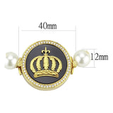 LO2648 - Gold Brass Bracelet with Semi-Precious Onyx in Jet - Alamode