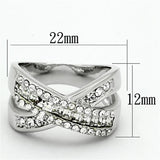 LO2942 - Rhodium Brass Ring with Top Grade Crystal in Clear - Alamode - Flyclothing LLC
