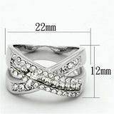 LO2942 - Rhodium Brass Ring with Top Grade Crystal in Clear - Alamode - Flyclothing LLC