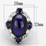 LO2947 - Rhodium Brass Ring with AAA Grade CZ  in Fuchsia - Alamode