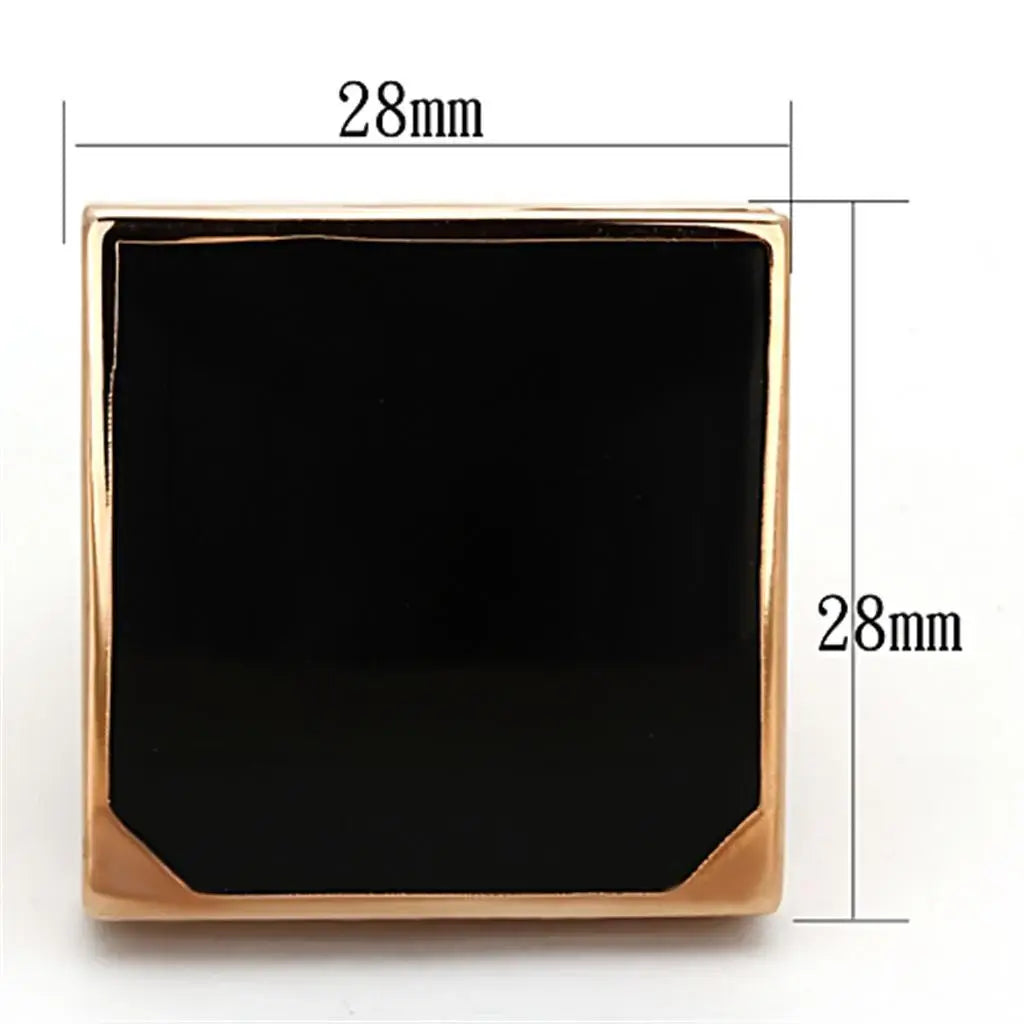 LO2966 - Rose Gold Brass Ring with Synthetic Synthetic Glass in Clear - Alamode - Flyclothing LLC