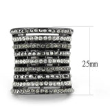 LO2967 - Ruthenium Brass Ring with Top Grade Crystal in Black Diamond - Alamode - Flyclothing LLC