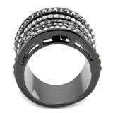 LO2967 - Ruthenium Brass Ring with Top Grade Crystal  in Black Diamond - Alamode