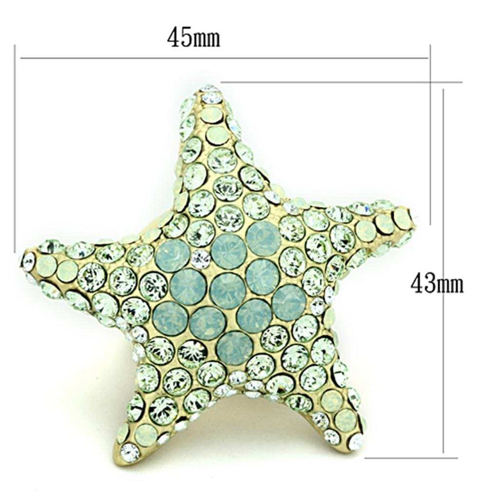 LO2972 - Gold Brass Ring with Top Grade Crystal in Multi Color - Alamode - Flyclothing LLC