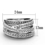 LO2995 - Rhodium Brass Ring with Top Grade Crystal in Clear - Alamode - Flyclothing LLC