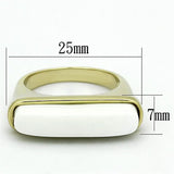 LO3011 - Gold Brass Ring with Synthetic Synthetic Stone in White - Alamode - Flyclothing LLC