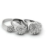 LO3055 - Rhodium Brass Ring with Top Grade Crystal in Clear - Alamode - Flyclothing LLC