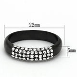 LO3068 - TIN Cobalt Black Brass Ring with Top Grade Crystal in Clear - Alamode - Flyclothing LLC