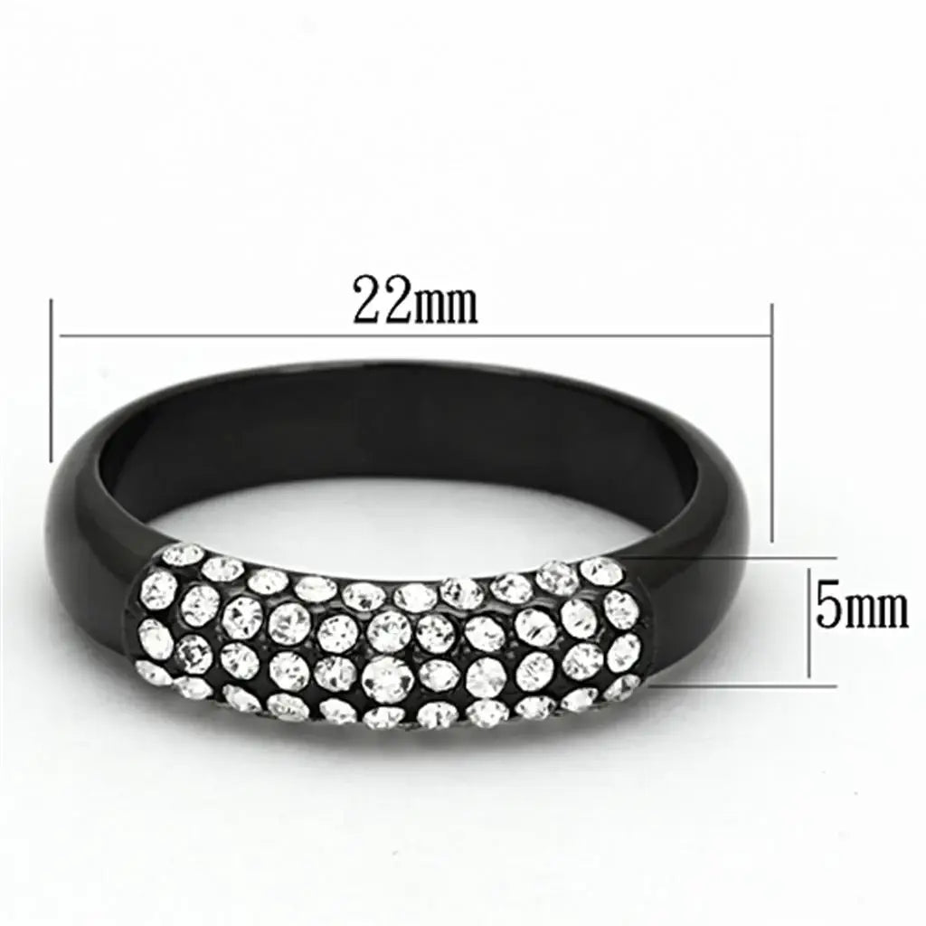 LO3068 - TIN Cobalt Black Brass Ring with Top Grade Crystal in Clear - Alamode - Flyclothing LLC