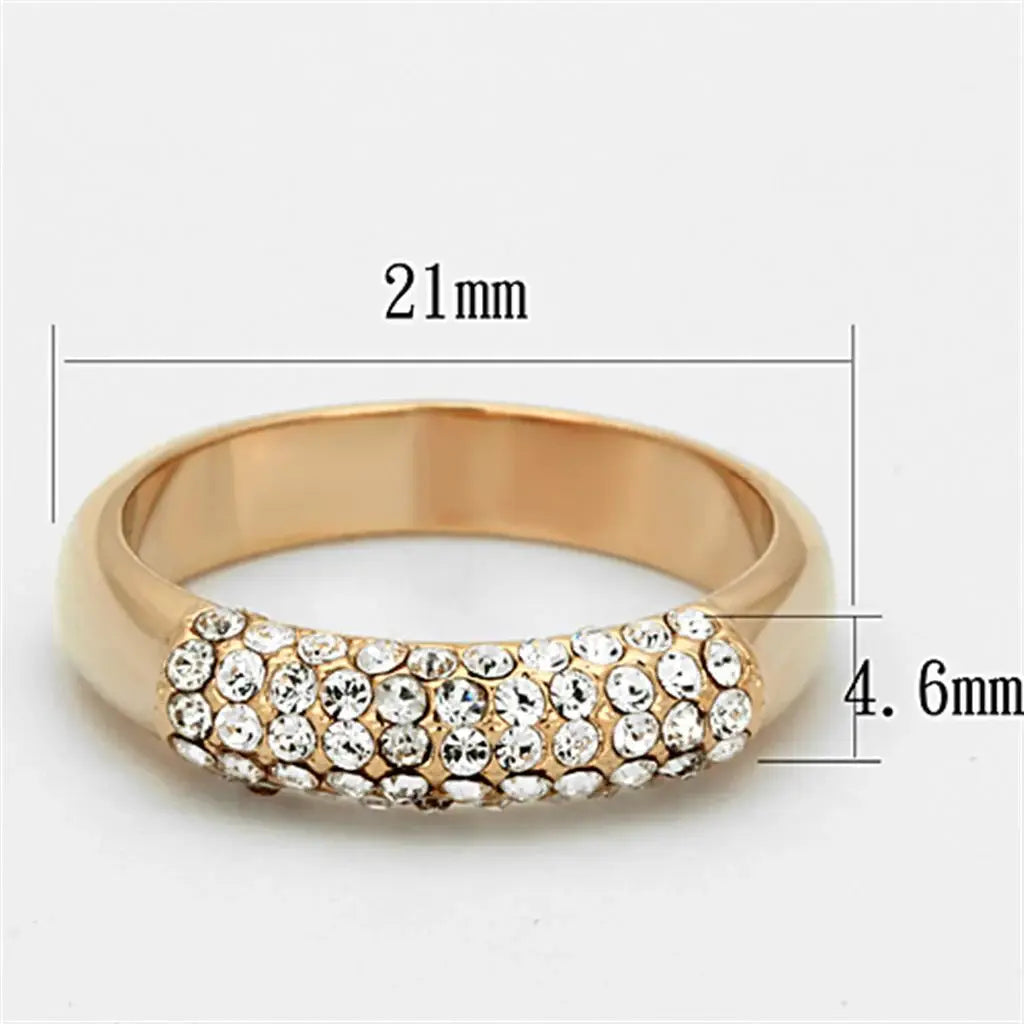 LO3069 - Rose Gold Brass Ring with Top Grade Crystal in Clear - Alamode - Flyclothing LLC