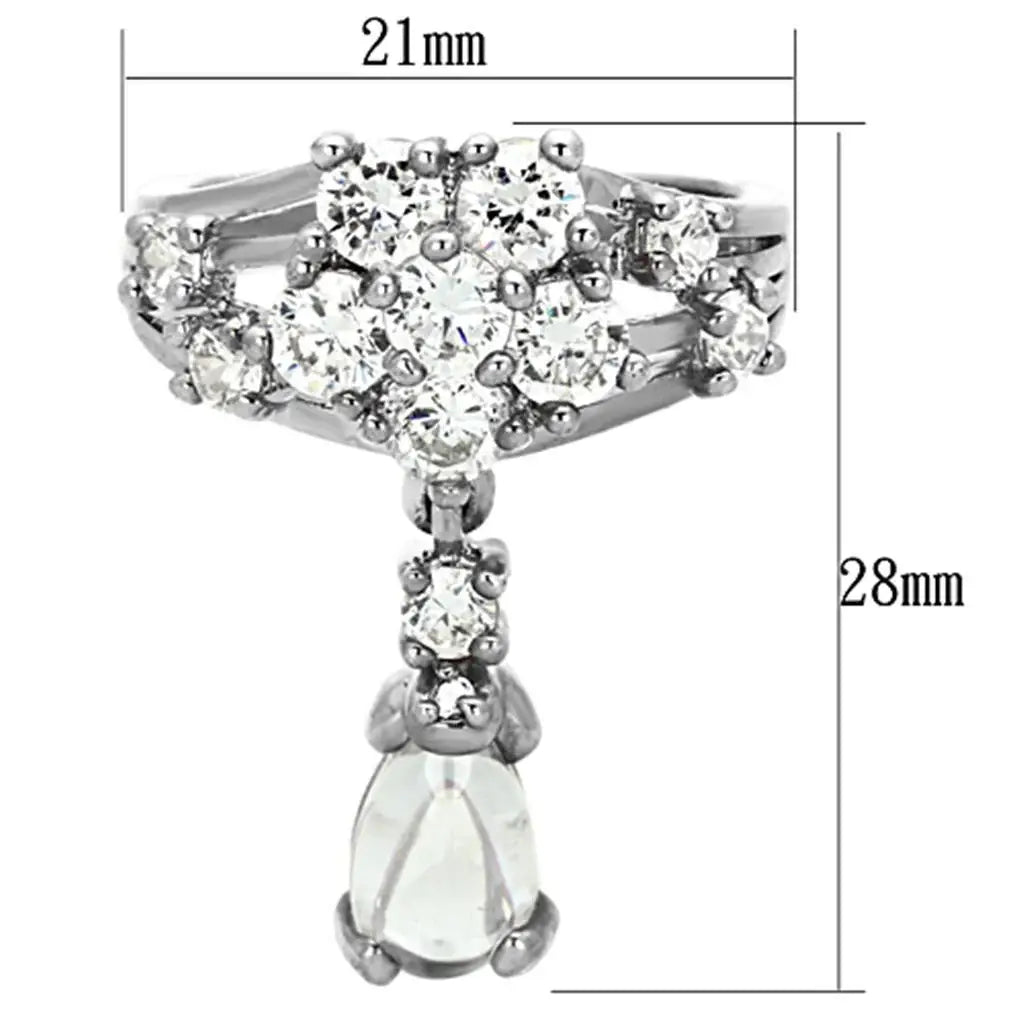 LO3076 - Rhodium Brass Jewelry Sets with AAA Grade CZ in Clear - Alamode - Flyclothing LLC