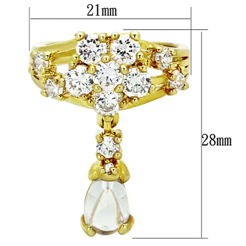 LO3077 - Gold Brass Jewelry Sets with AAA Grade CZ in Clear - Alamode - Flyclothing LLC