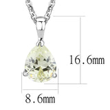 LO311 - Rhodium Brass Chain Pendant with AAA Grade CZ  in Citrine Yellow