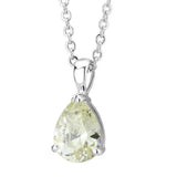 LO311 - Rhodium Brass Chain Pendant with AAA Grade CZ in Citrine Yellow - Alamode - Flyclothing LLC