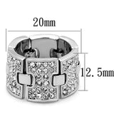 LO3147 - Rhodium Brass Ring with Top Grade Crystal in Clear - Alamode - Flyclothing LLC