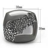 LO3174 - TIN Cobalt Black Brass Ring with Top Grade Crystal in Black Diamond - Alamode - Flyclothing LLC
