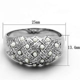 LO3183 - Rhodium Brass Ring with Synthetic Pearl in White - Alamode - Flyclothing LLC