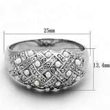 LO3183 - Rhodium Brass Ring with Synthetic Pearl in White - Alamode