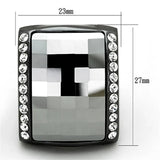 LO3207 - TIN Cobalt Black Brass Ring with Top Grade Crystal in Black Diamond - Alamode - Flyclothing LLC