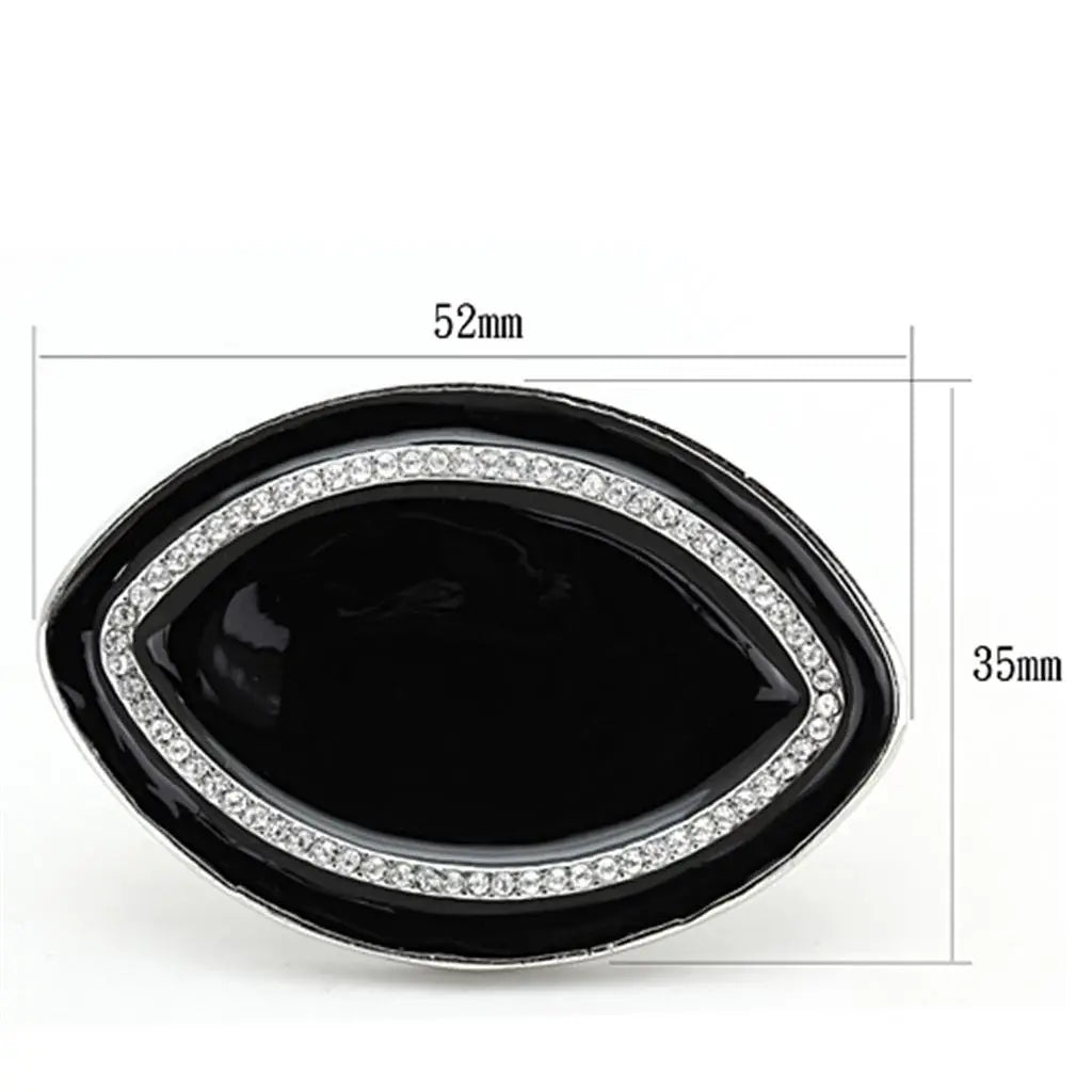 LO3217 - Rhodium Brass Ring with Top Grade Crystal in Clear - Alamode - Flyclothing LLC