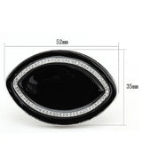 LO3217 - Rhodium Brass Ring with Top Grade Crystal in Clear - Alamode - Flyclothing LLC