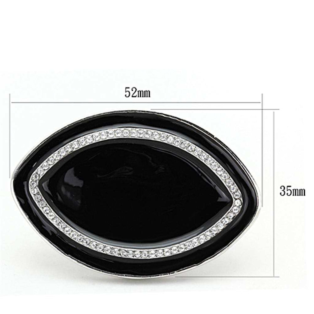 LO3217 - Rhodium Brass Ring with Top Grade Crystal in Clear - Alamode - Flyclothing LLC