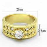 LO3218 - Gold Brass Ring with AAA Grade CZ  in Clear