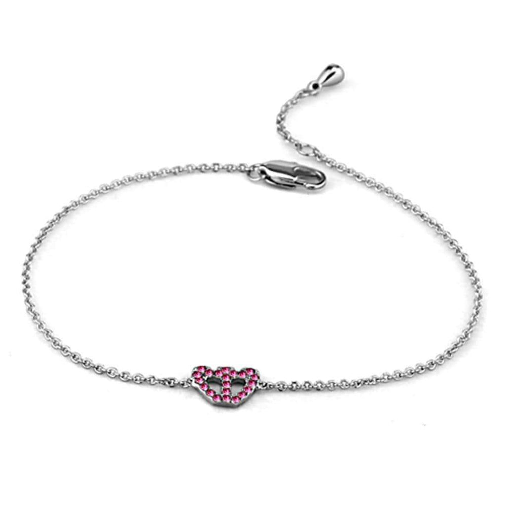 LO3229 - Rhodium Brass Bracelet with Top Grade Crystal in Rose - Alamode - Flyclothing LLC