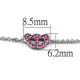 LO3229 - Rhodium Brass Bracelet with Top Grade Crystal  in Rose