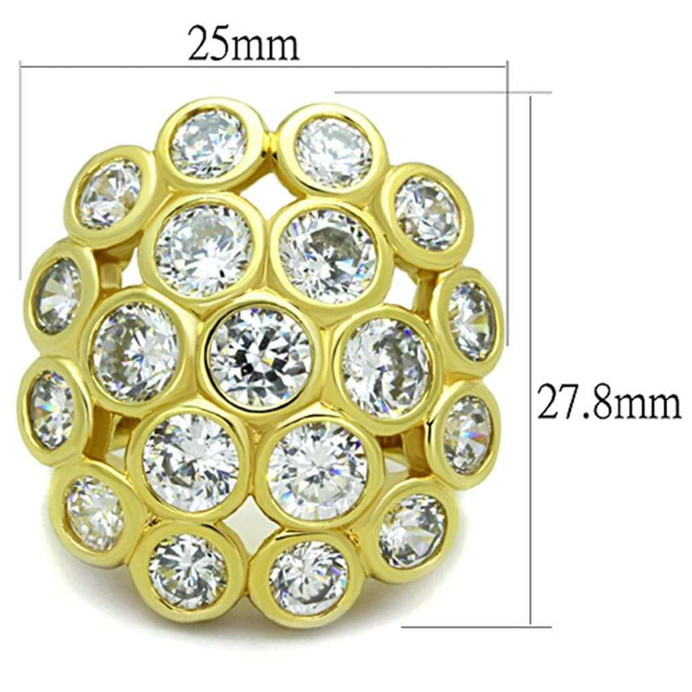 LO3250 - Gold Brass Ring with AAA Grade CZ in Clear - Alamode - Flyclothing LLC