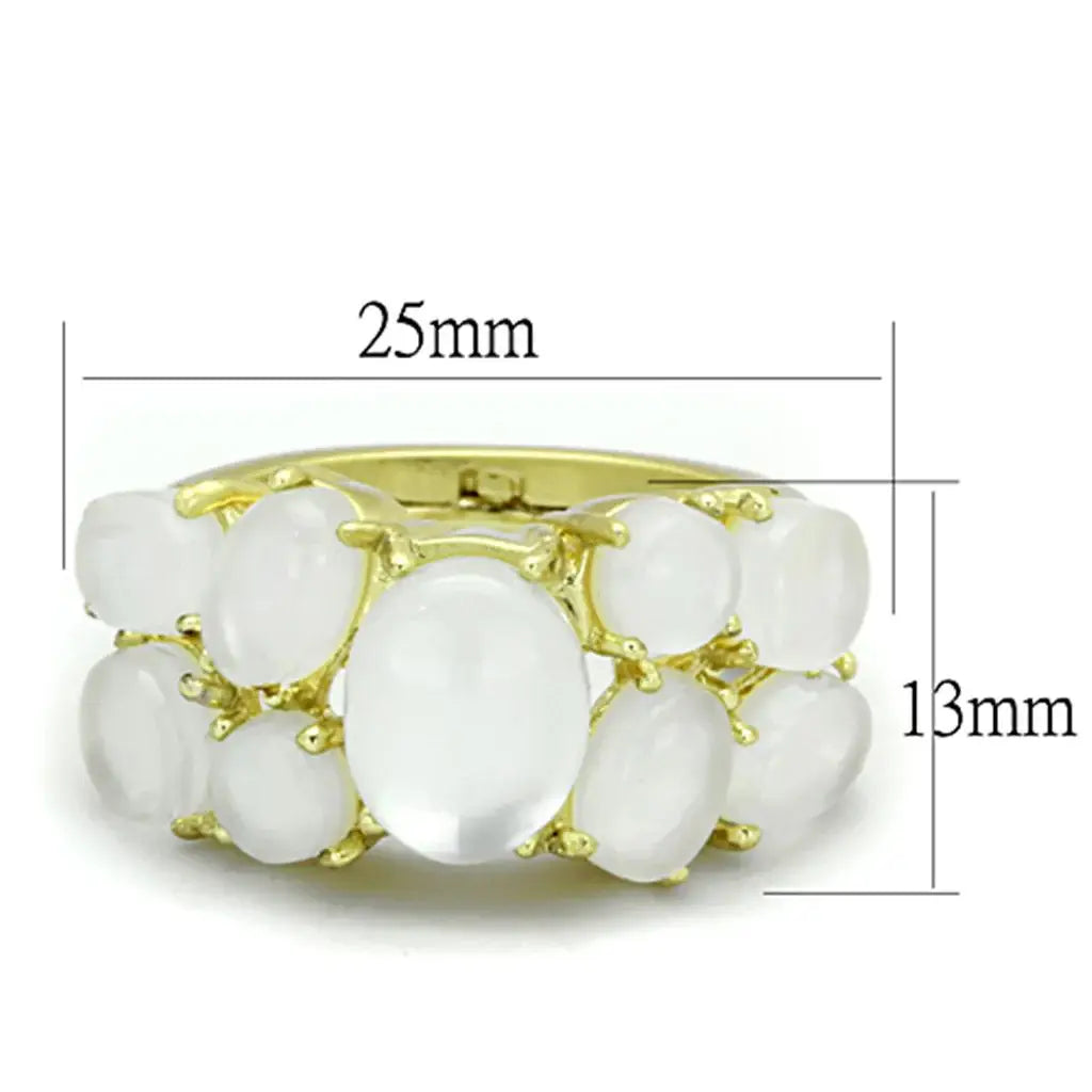 LO3254 - Gold Brass Ring with Synthetic Cat Eye in Aurora Borealis (Rainbow Effect) - Alamode - Flyclothing LLC