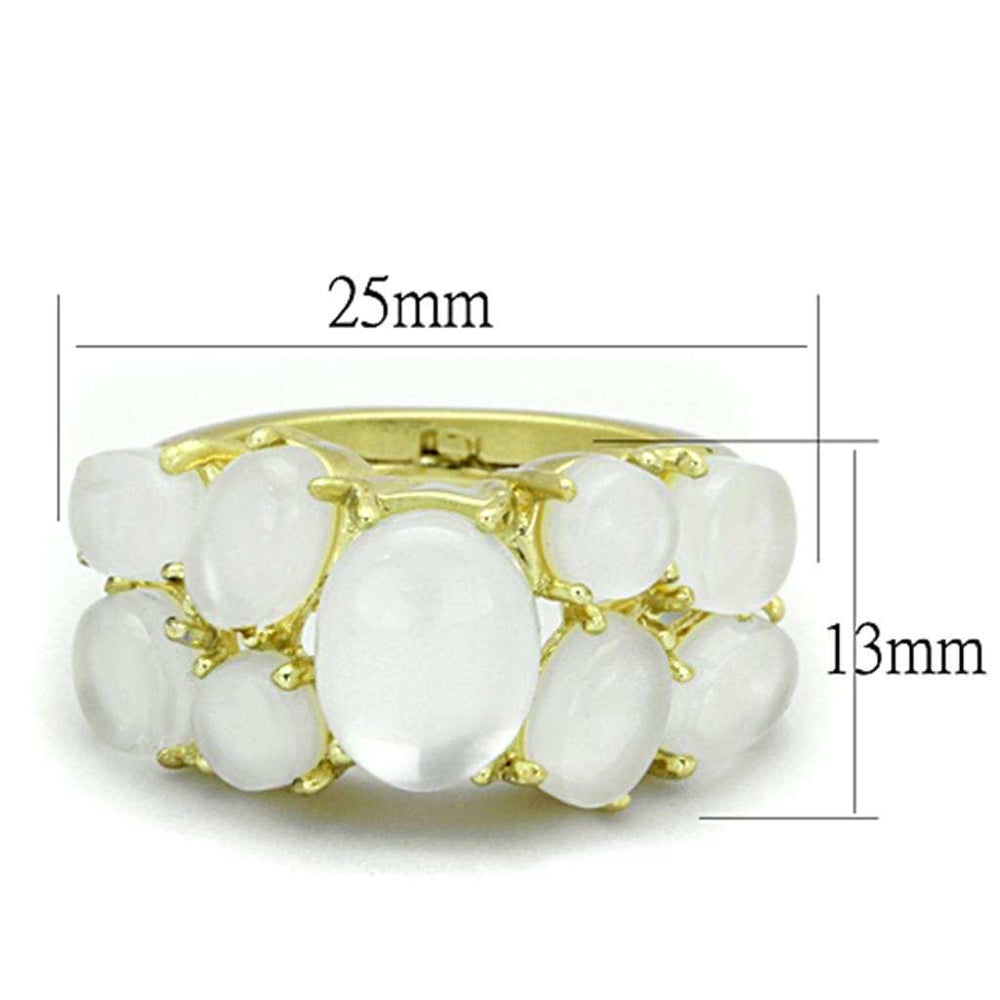 LO3254 - Gold Brass Ring with Synthetic Cat Eye in Aurora Borealis (Rainbow Effect) - Alamode - Flyclothing LLC