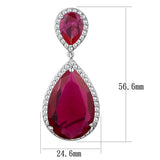 LO3296 - Rhodium Brass Earrings with AAA Grade CZ in Ruby - Alamode - Flyclothing LLC