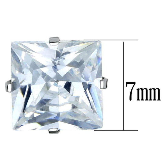 LO3315 - High polished (no plating) Stainless Steel Earrings with AAA Grade CZ in Clear - Alamode - Flyclothing LLC