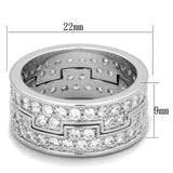 LO3348 - Rhodium Brass Ring with AAA Grade CZ in Clear - Alamode - Flyclothing LLC