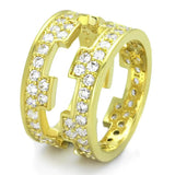 LO3349 - Gold Brass Ring with AAA Grade CZ in Clear - Alamode - Flyclothing LLC
