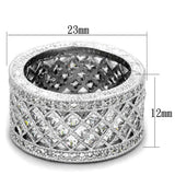 LO3350 - Rhodium Brass Ring with AAA Grade CZ in Clear - Alamode - Flyclothing LLC