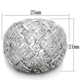 LO3352 - Rhodium Brass Ring with AAA Grade CZ  in Clear - Alamode