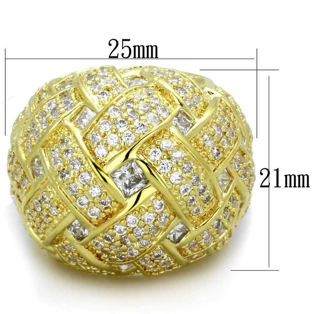 LO3353 - Gold Brass Ring with AAA Grade CZ in Clear - Alamode - Flyclothing LLC